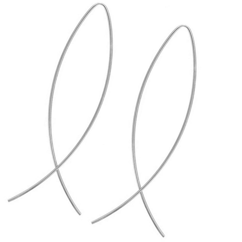 The Eryn - Simple Silver Threader Hoops - Picture 2 of 6